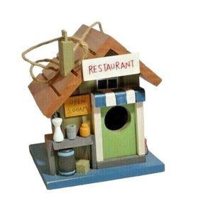 Country Diner Restaurant Birdhouse Hanging Bird House Cord Embellishments Wood